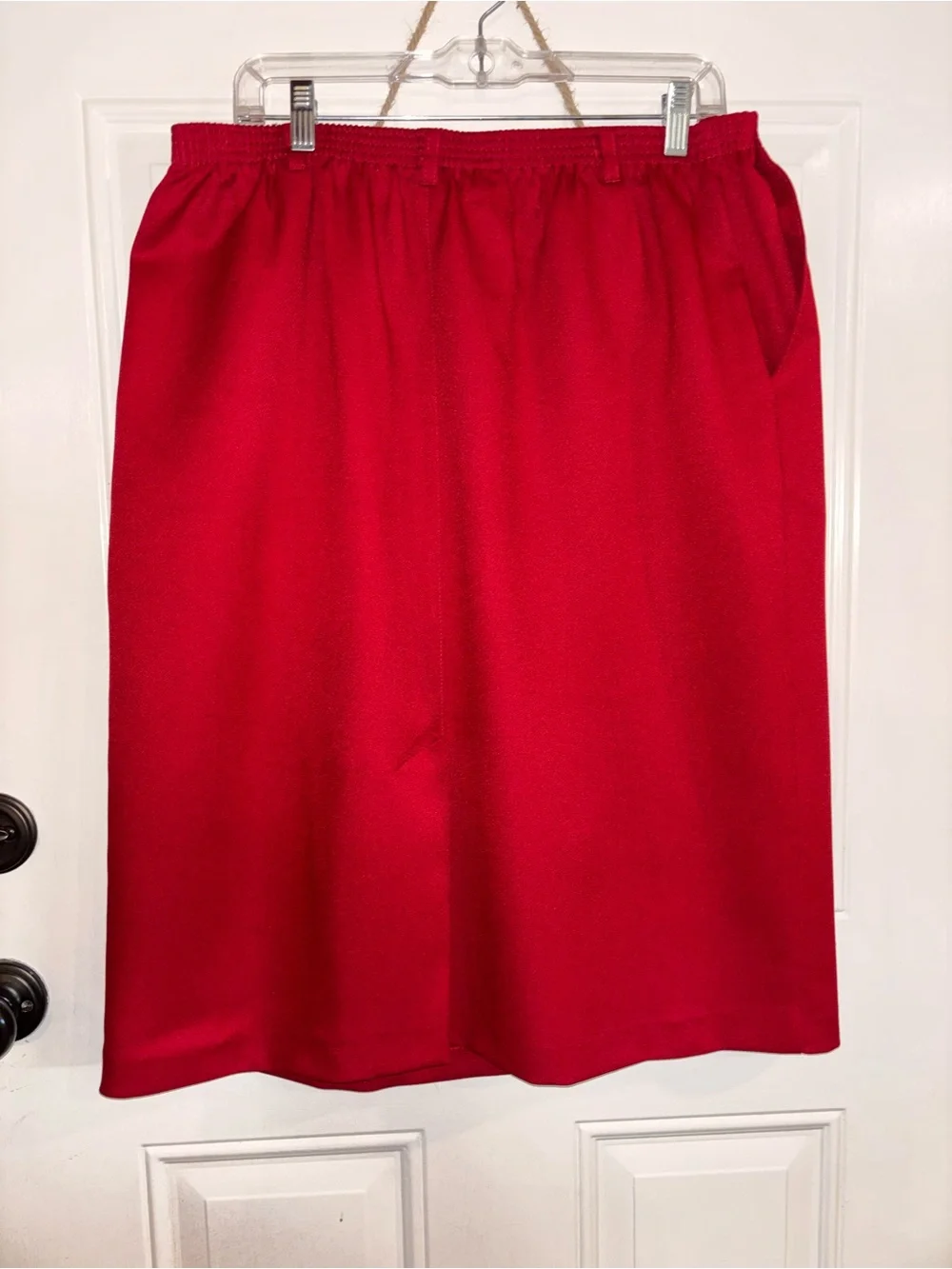 Alfred Red Midi Pencil Skirt with Elastic Waist